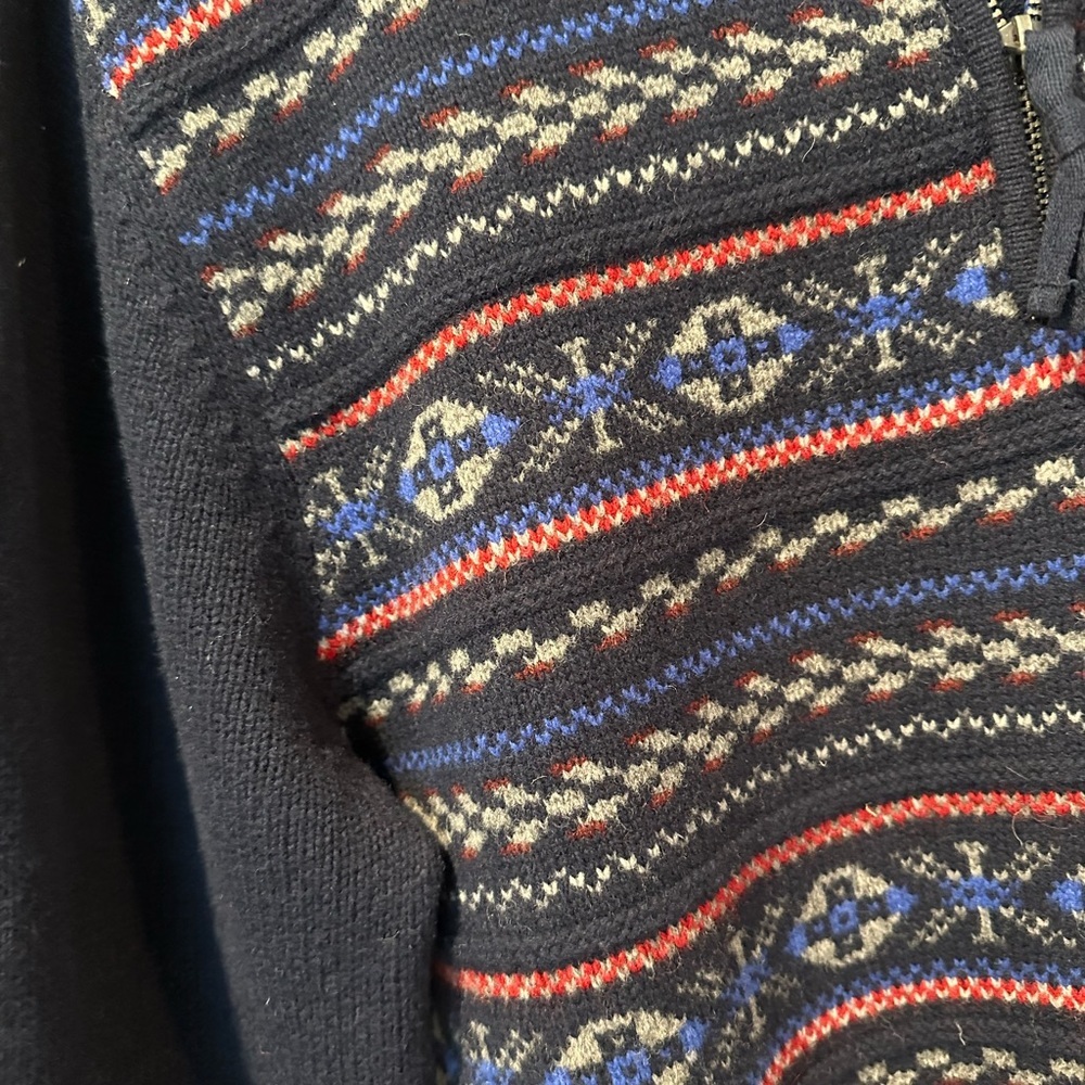 Brooks Brothers Vintage Men's Red Fleece Navy Sweater - Picture 3 of 7